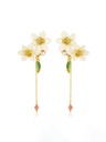 Pink Purple Flower And Stone Enamel Earrings