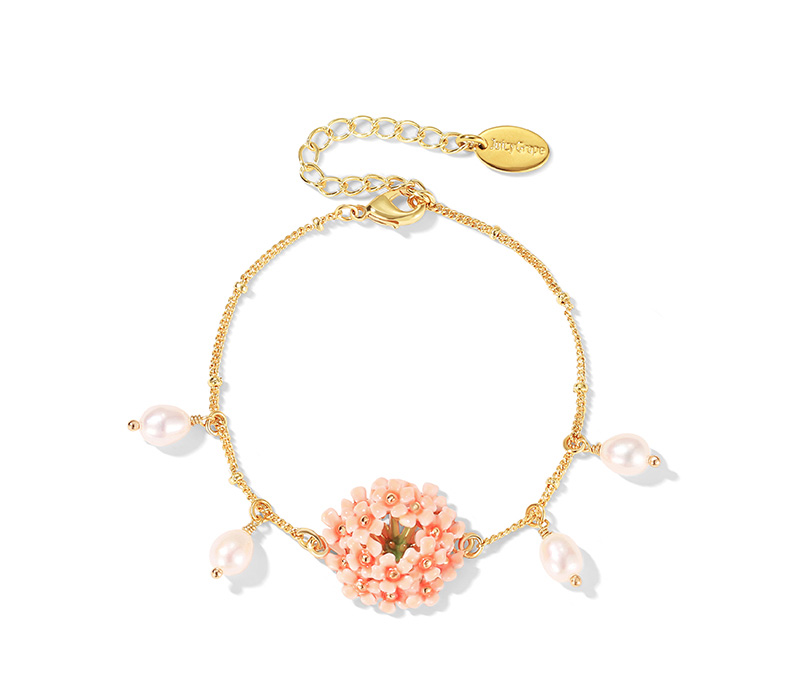 Cherry Blossom Flower And Pearl Enamel Thin Bracelet Jewelry Gift