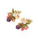 Flower Crystal Bee Enamel Earrings