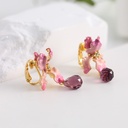 Fruit Strawberry And Crystal Enamel Hook Earrings