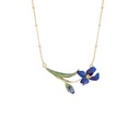 Blue Bird And Flower With Crystal Enamel Pendant Necklace