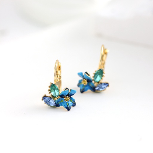Red Fruit Hawthorn And Green Leaf Enamel Stud Earrings Jewelry Gift