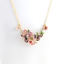 Bird Flower Branch And Bead Crystal Enamel Dangle Stud Earrings