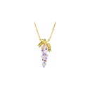 Purple Flower Blosssom Wisteria Enamel Pendant Necklace