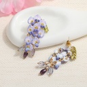 Pansy Pink Purple Flower And Leaf Enamel Adjustable Ring