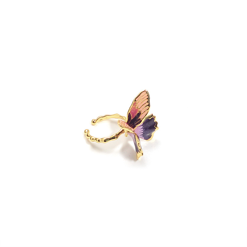 Colorful Butterfly Enamel Adjustable Ring