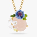 Daisy Purple White Flower Leaf And Crystal Enamel Adjustable Ring