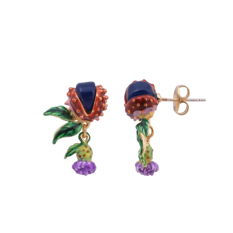 Yellow Bud Leaves And Crystal Enamel Ring