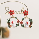 Daisy White Flower And Ladybug Enamel Stud Dangle Earrings