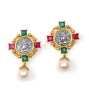 Metal Rhinestone Gloden Plated Irregular Stud Earrings