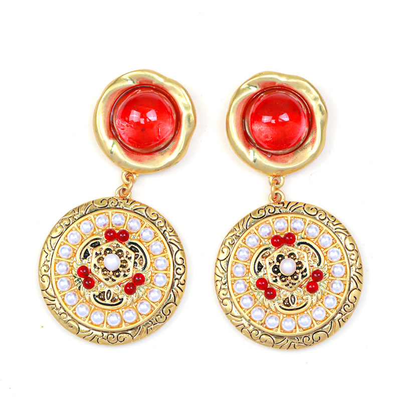 Imitation Ruby Vintage Retro Dangle Earrings