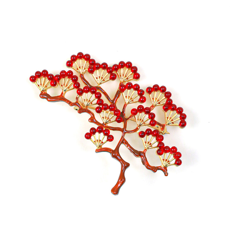 Red Fruit Hawthorn Green Leaf Enamel Dangle Stud Earrings Jewelry Gift