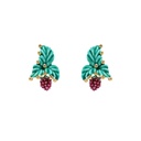 Pink Purple Rose Peony Flower And Crystal Enamel Stud Earrings