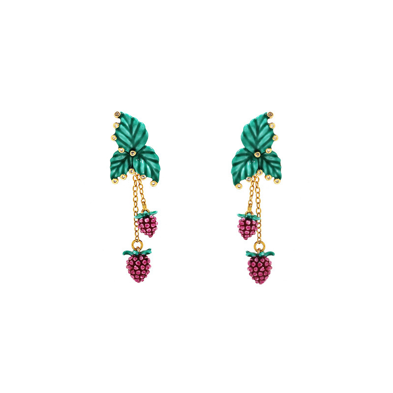 Leopard Panther Head And Red Crystal Enamel Stud Earrings