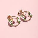 Red Heart With Gold Plated Circle Enamel Stud Earrings