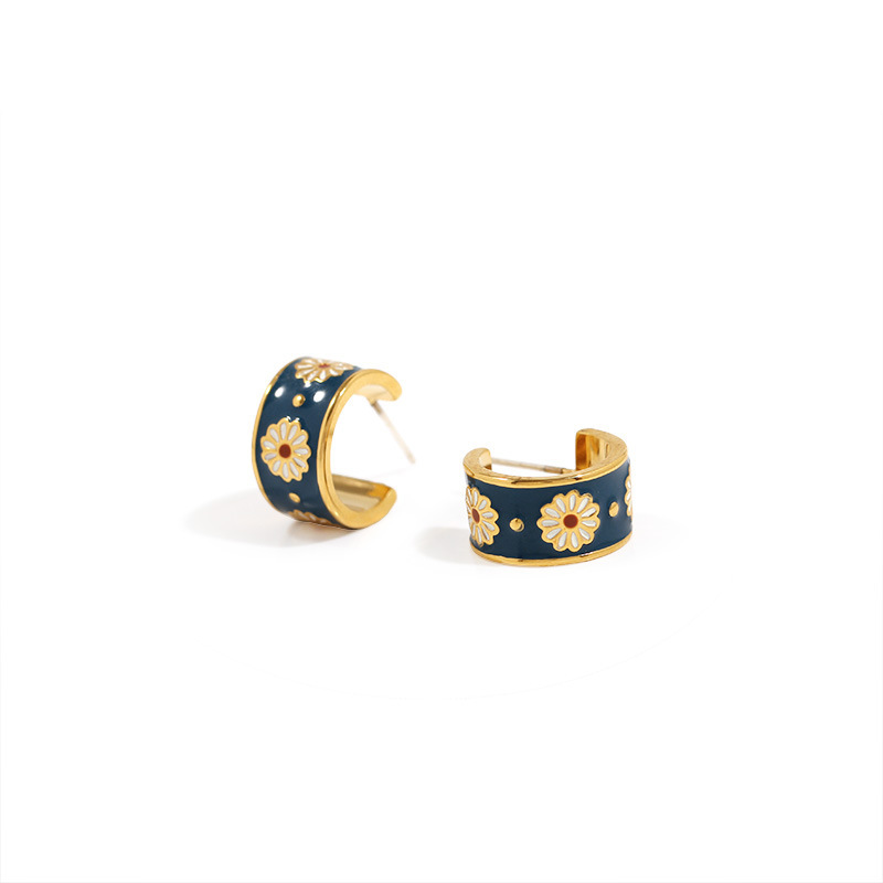 Red Flower Enamel Adjustable Ring