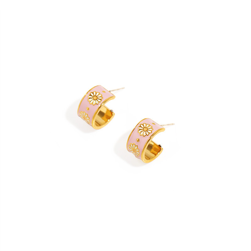 Bird On A C Shape Branch With Crystal Berry Enamel Earrings
