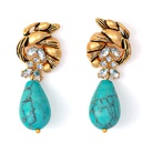 Inlaid Zircon Drop Stone Retro Vintage Dangle Earrings