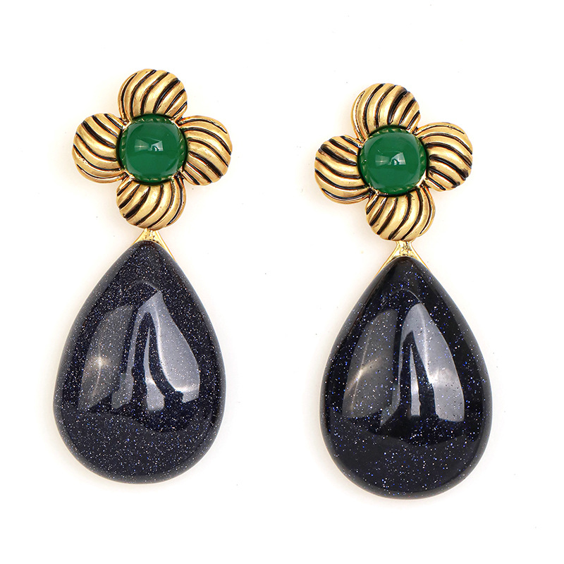 Drop Shape Stone Retro Vintage Dangle Earrings