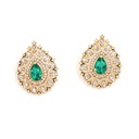 Inlaid Drop Shape Zircon And Stone Retro Vintage Stud Earrings