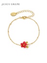 Red Flower Enamel Thin Bracelet Jewelry Gift