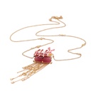 Bird On A Cherry Blossom Branch Tassel Enamel Stud Earrings