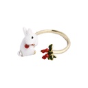 Rabbit and Fruit Berry Enamel Adjustable Ring Jewelry Gift