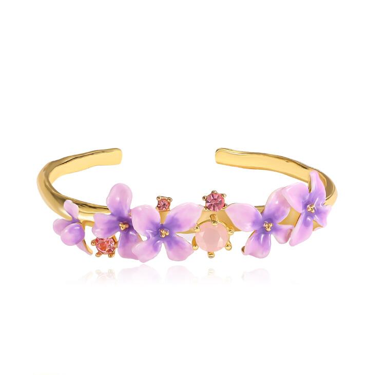 Sloth Green Leaf Pink Flower C Shape Enamel Hoop Earrings Jewelry Gift