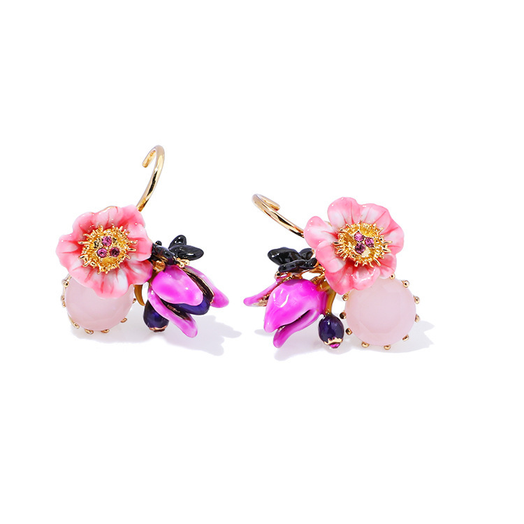 Flower Diamond 3 Pair Enamel Earrings Jewelry Stud Earrings