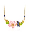 Kingfisher Bird And Lotus Branch Enamel Pendant Necklace Handmade Jewelry Gift