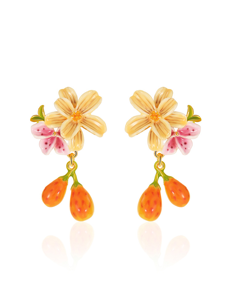 Latern Shape Enamel Dangle Earrings Jewelry Gift