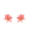 Magnolia Pink Flower Enanel Stud Earrings Handmade Jewelry Gift