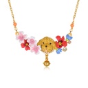 Butterfly Orchid Blossom Flower Pearl Enamel Necklace