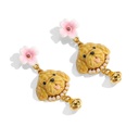 Cat Kitty Kitten Red Purple Flower Enamel Thin Bracelet