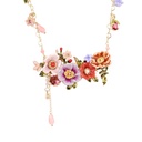 Pink Flower and Stone Enamel Bracelet