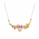 Orange Lemon Slice With Zircon Enamel Pendant Necklace