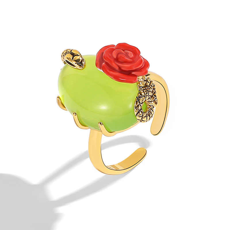 Orange Blossom Flower Kumquat Enamel Adjustable Ring Jewelry Gift