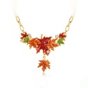 Maple Leaf And Zircon Enamel Pendant Necklace