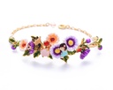 Flower and Stone Enamel Band Ring