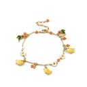 Peony Flower And Bird Pendant Enamel Necklace