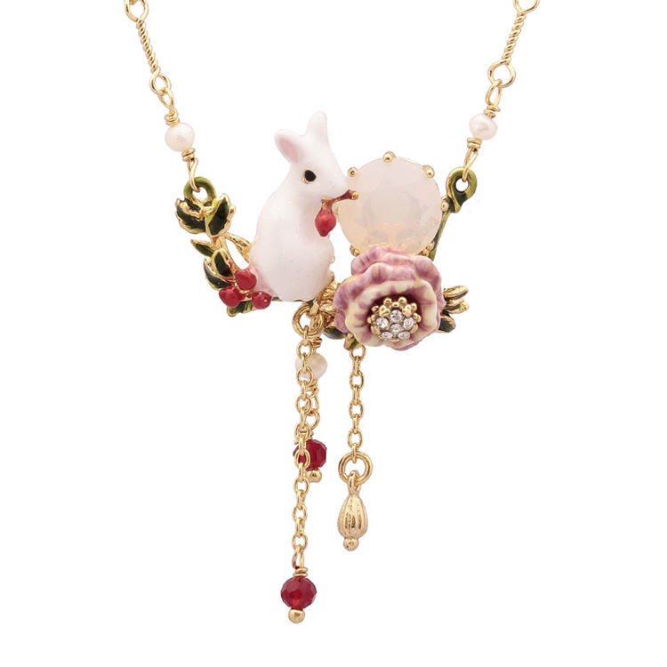 Hand Painted Enamel Glaze Rabbit Mr. Terry Brothers Necklace