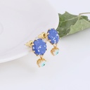 Hand Painted Enamel Glaze SnowWolf Square Red Crystal Prong Setting Ring