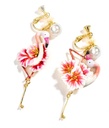Cherry Blossom Flower Tassel And Pearl Enamel Dangle Earrings