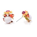 Hand Painted Enamel Glazed Couple Rabbit Balloon Inlaid Gem Earrings
