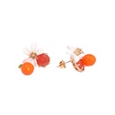 Orange Blossom Flower And Stone Enamel Stud Earrings