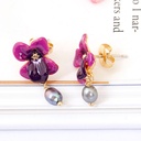 Dolphin Fish Tail Pearl Enamel Earrings