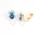 White Pink Flower And Crystal Enamel Adjustable Ring