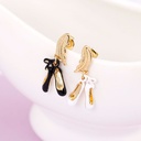 White and Black Ballet Shoes Enamel Earrings