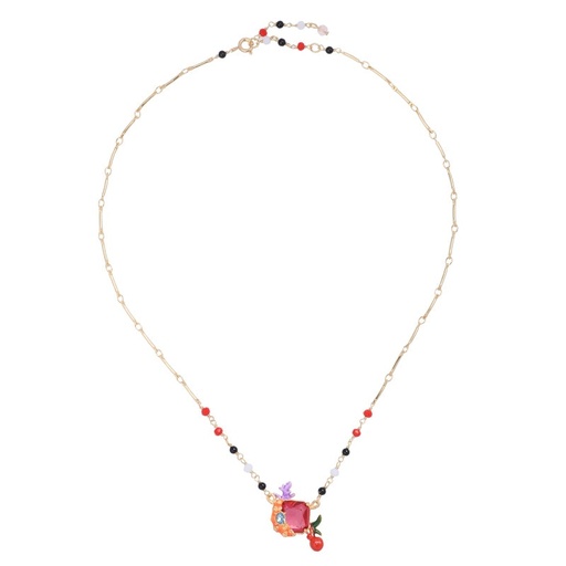 Rabbit And Red Fruit Enamel Necklace