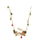 Hand Painted Enamel Flower Bird Necklace Jewelry Color Rich And Royal Style